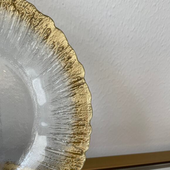 Artistic Accents Turkish Frosted Glass Appetizer Plates 8" Gold Border Set of 4 - Picture 6 of 13